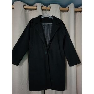 Solid Black Drop Shoulder Coat